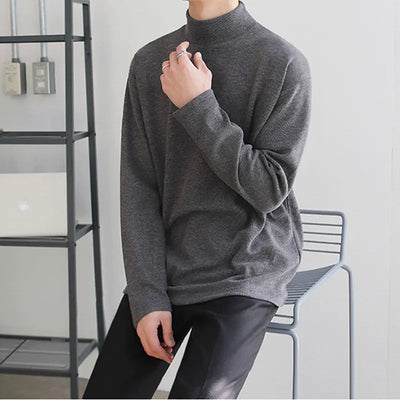 Men's Loose Velvet Turtleneck Sweater