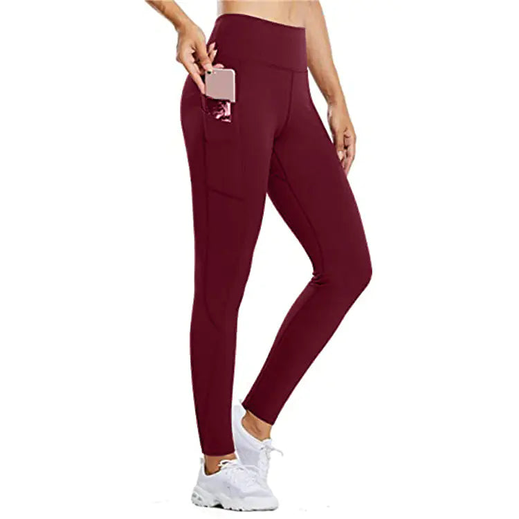 Breathable Burgundy Red Leggings – Comfortable Flexible Activewear for Women