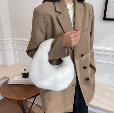 white fur bag