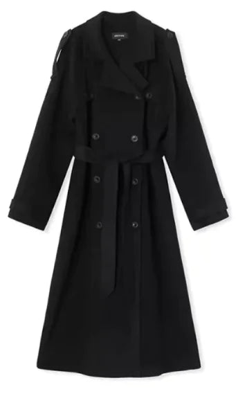 Black trench coat on a white background