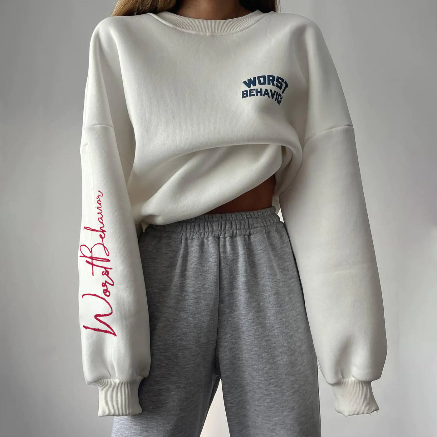 Beige Long Oversized Sweatshirt