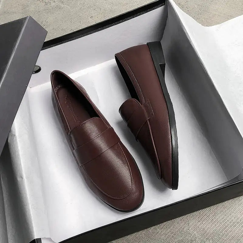 women’s flat loafers brown casual