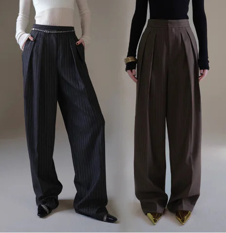 Striped Wide Trousers – Casual Everyday Pants
