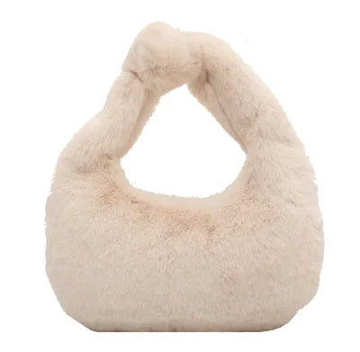 cream fur bag