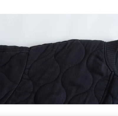Black Quilted Bomber Jacket