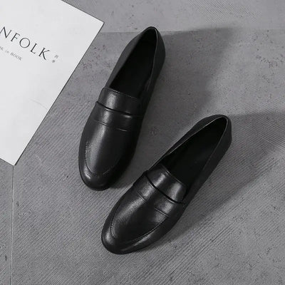 women’s flat loafers black casual