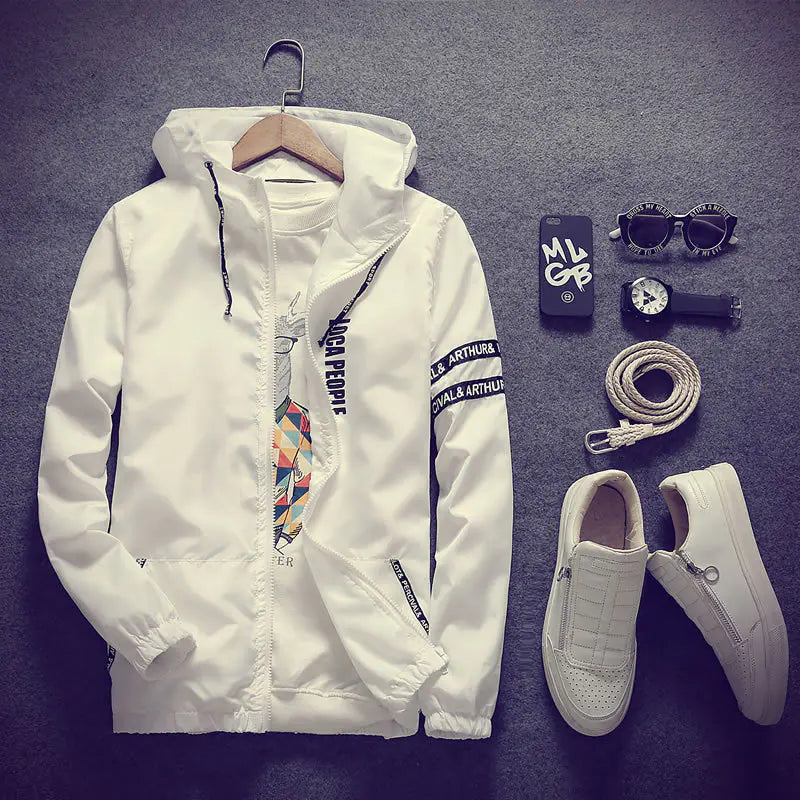 White jacket with accessories on a dark background