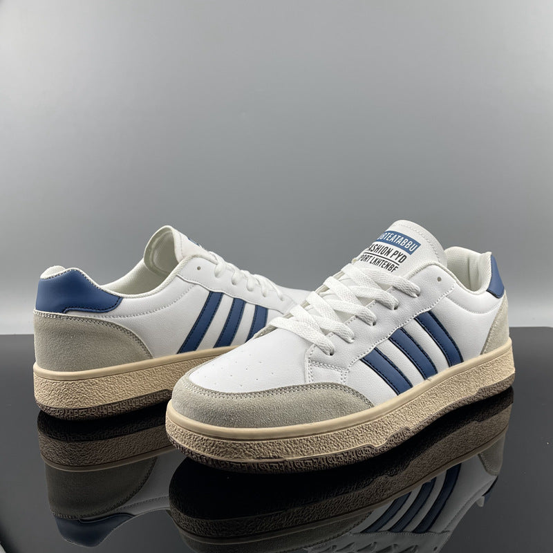white and blue trainers for men