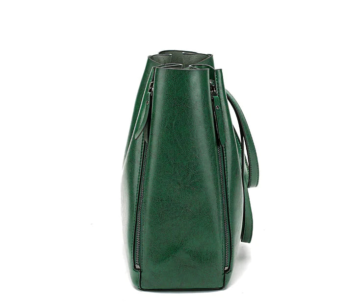 Green Tote Bag – Large Reusable Casual Shoulder Carryall - side view