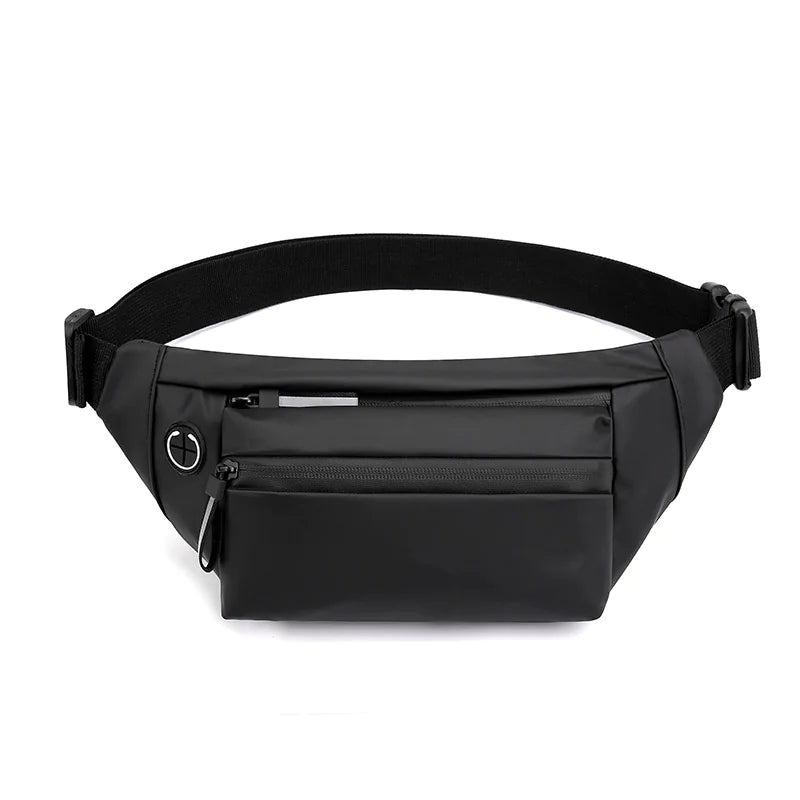 Black waist bag on a white background