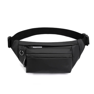 Black waist bag on a white background