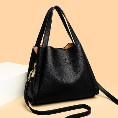 black handbag with a strap