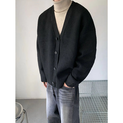 men's solid color oversized cardigan front view