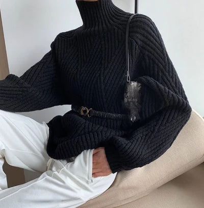 Elegant Long High Neck Sweater for Women