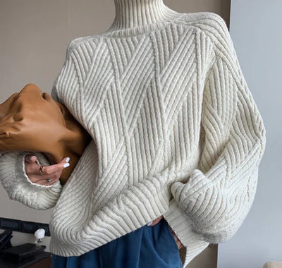 Elegant Long High Neck Sweater for Women