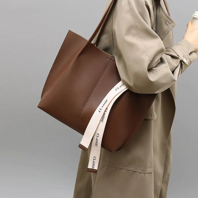women’s brown tote bag premium leather large capacity