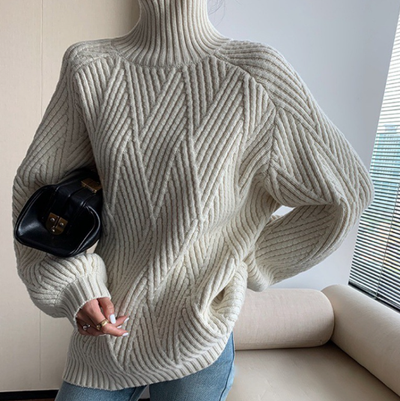 Elegant Long High Neck Sweater for Women