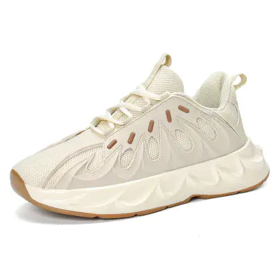 Beige sneaker with a white background