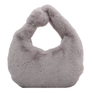 gray fur bag