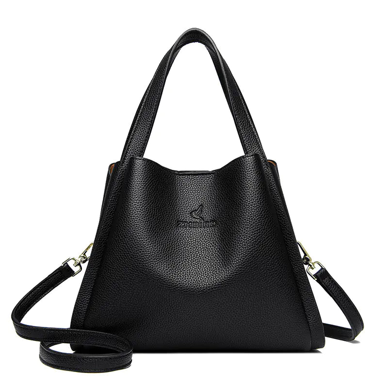black leather handbag