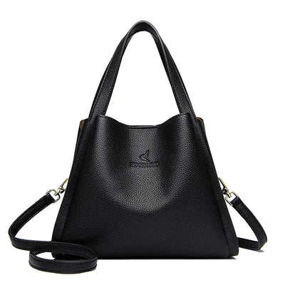 black leather handbag