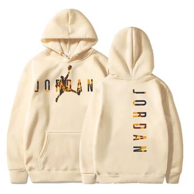 Beige hoodie with Jordan branding on a white background
