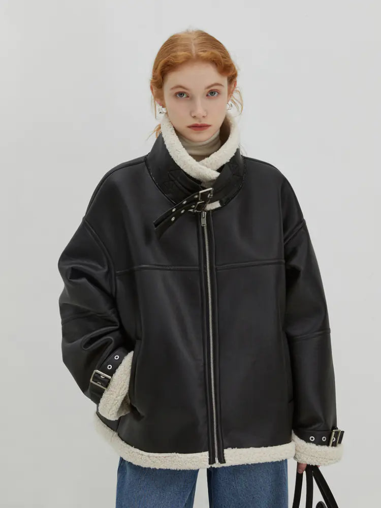 leather jacket with fur