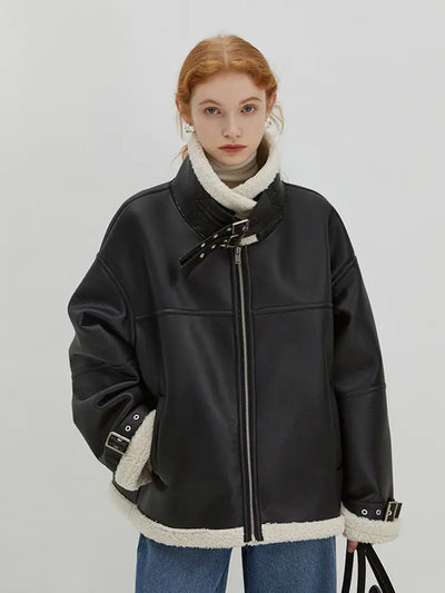 leather jacket with fur